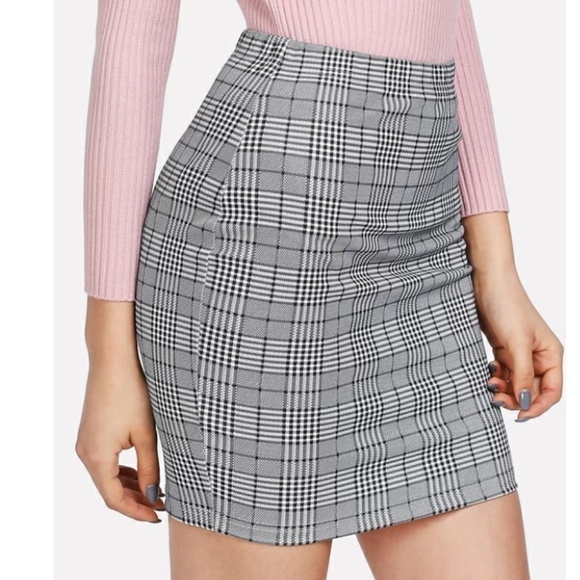 Vintage Mini Skirt Beechers Brook Houndstooth/Checks Lined Back Zip Size 10 - Picture 1 of 13
